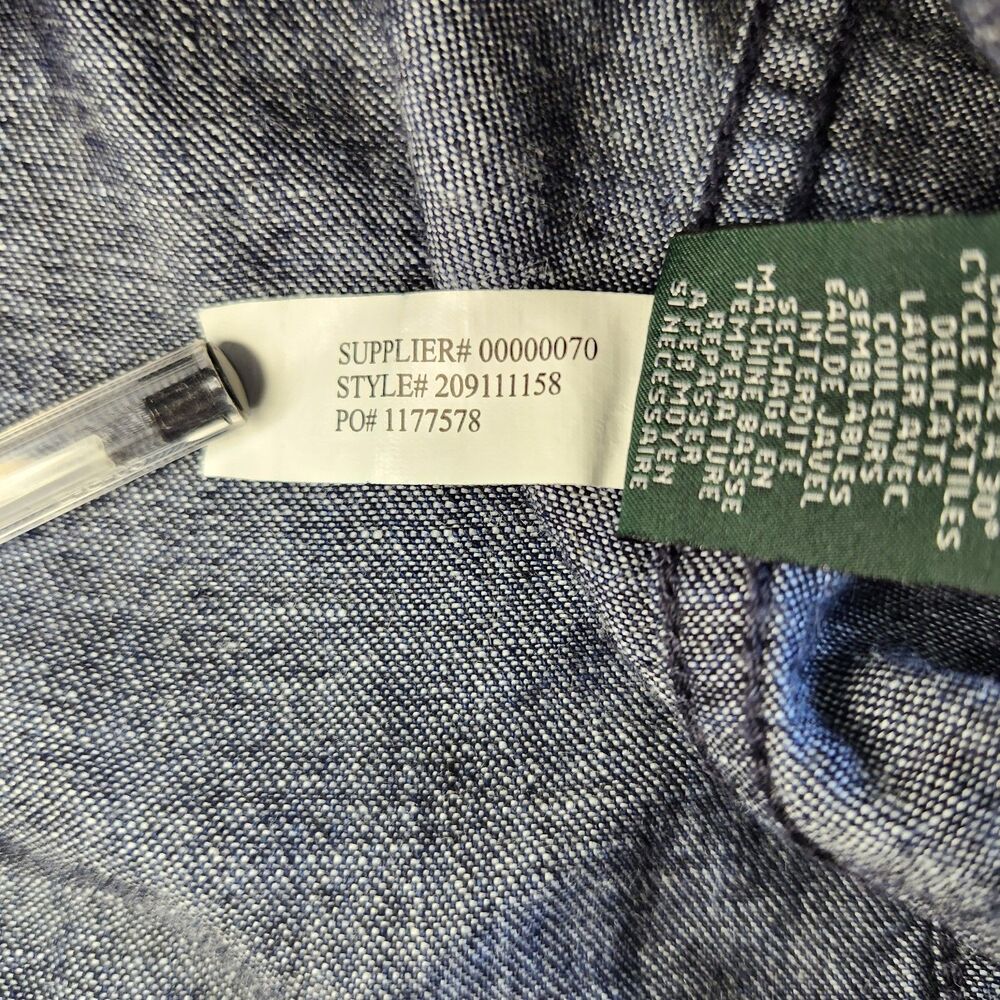 Lauren Jeans Co Ralph Lauren Denim Jacket L Cotton Linen Drawstring Blue - Picture 12 of 12